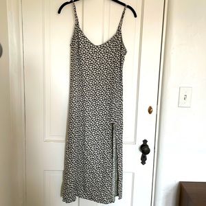 Reformation Navy & Cream Floral dress w/ Slit